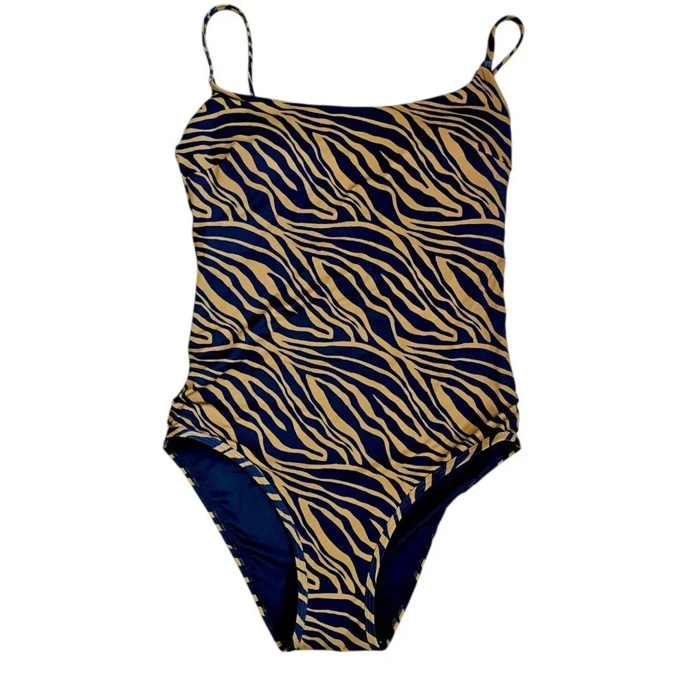 Knix Animal Print One Piece Classic Swimsuit Leakproof Tiger Print Sz M‎ Brown